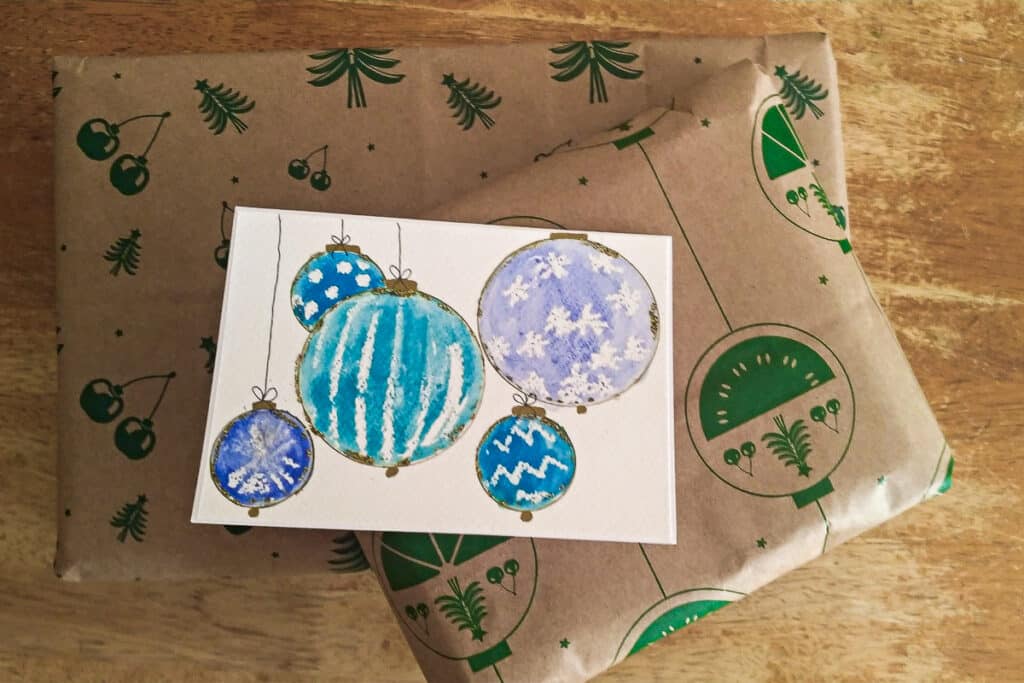 homemade watercolour christmas card